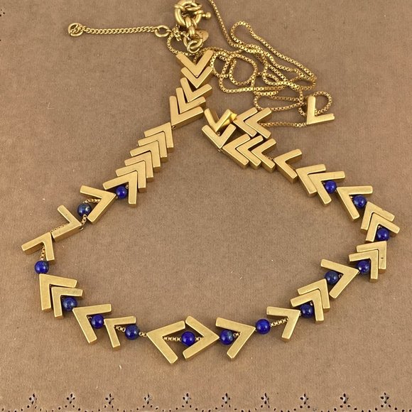 Madewell Yellow Gold Tone Lapis Arrow Stack Necklace - Picture 4 of 5